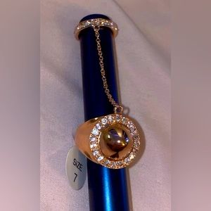 Nicky Hilton Rose Gold Fashion Rings Chain Jewels size 7 adjustable inner band